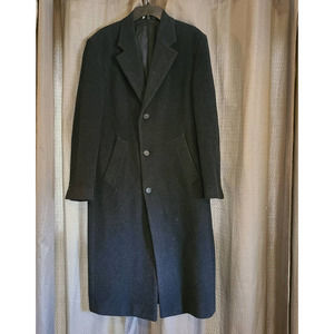 Roundtree & Yorke Vintage Wool Trenchcoat Size 38 Black Men's